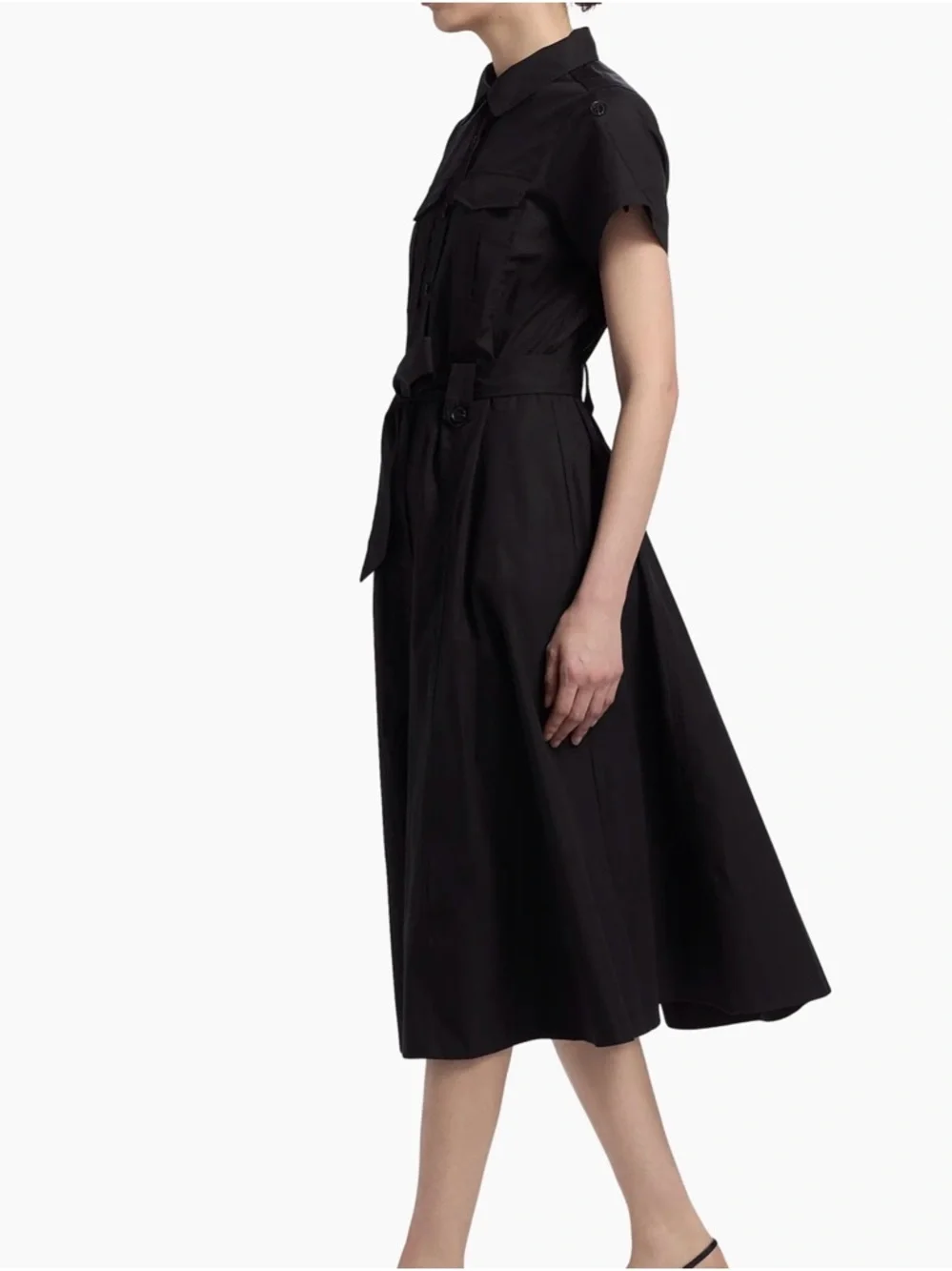 Derek Lam Black Sleeveless Button-Front Maxi Shirt Dress with Tie Belt - Picture 4 of 6